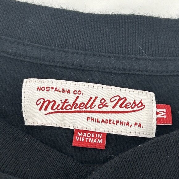 Boston Bruins Shirt Women's M Black Yellow Mitchell & Ness 3/4 Sleeve Henley NHL - Picture 4 of 9